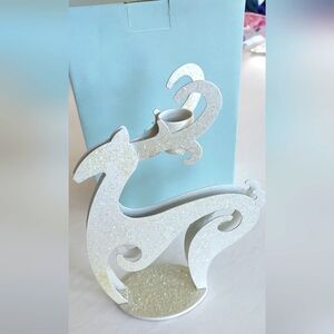 Partylite Elegant White Nordic Ice Reindeer Taper Holder